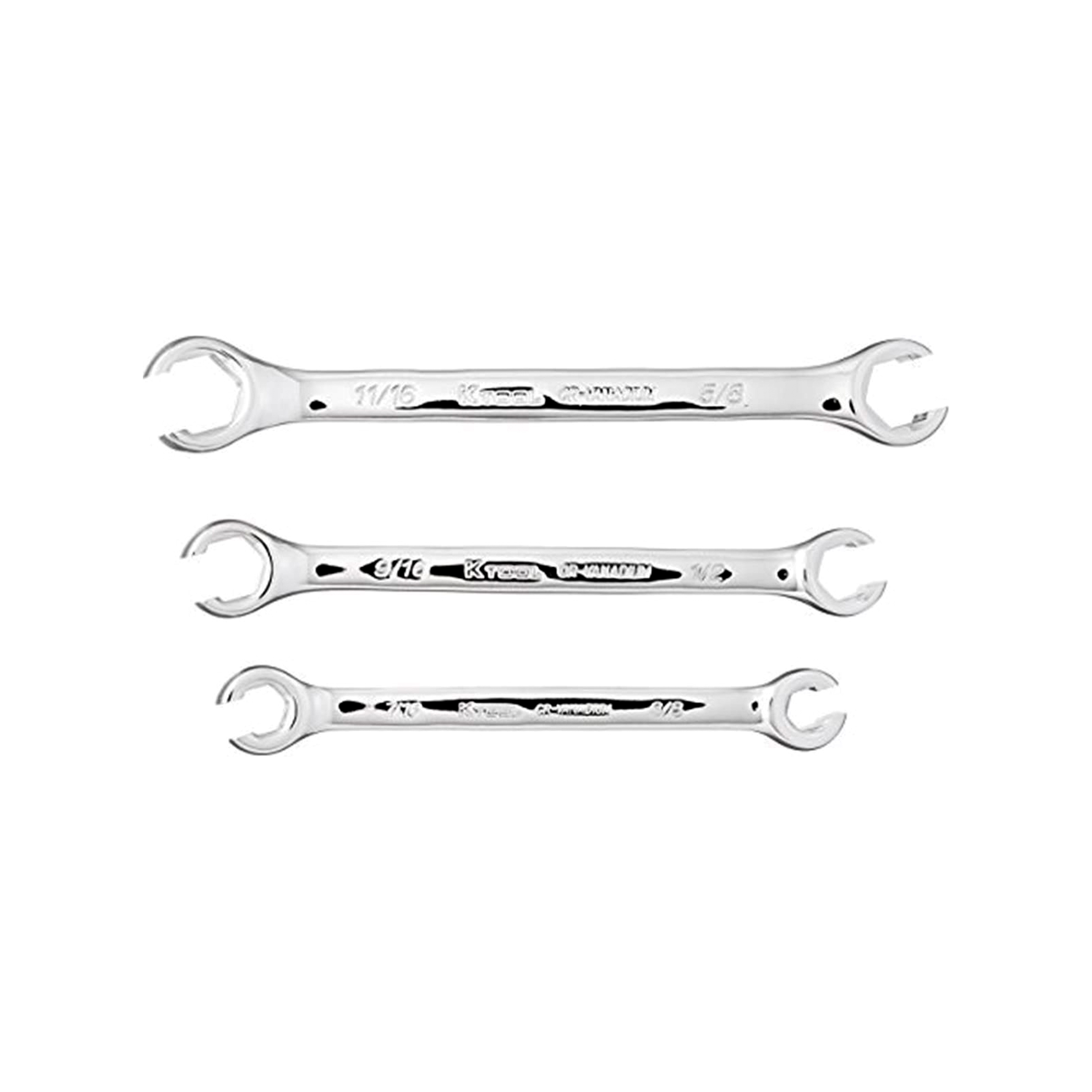 K Tool International 3-Piece SAE Flare Nut Wrench Set