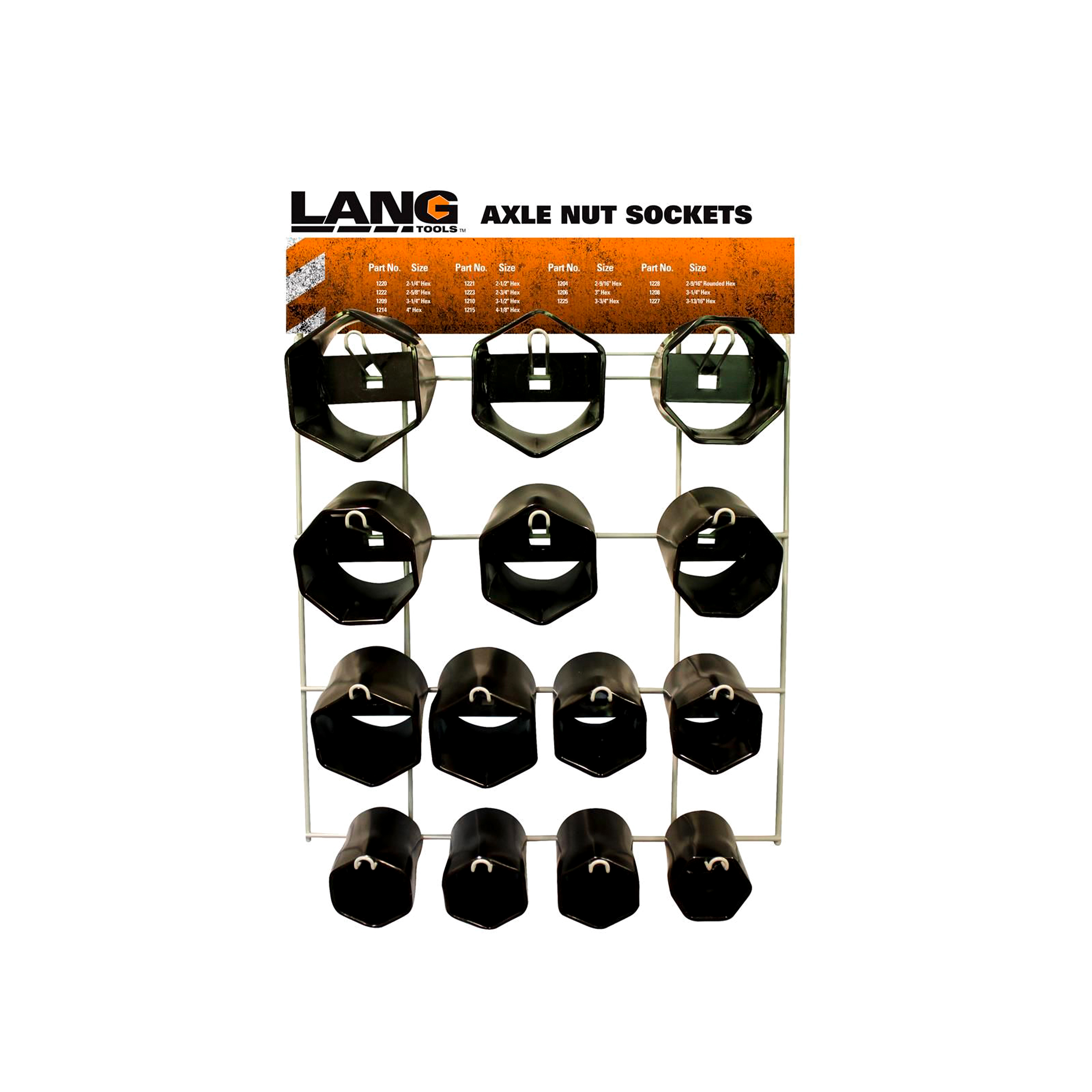Lang 14-Piece Axle Nut Socket Display